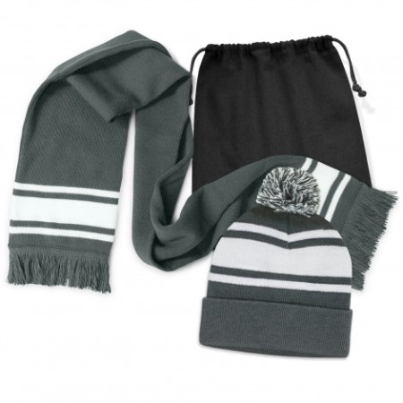 Commodore Scarf And Beanie With Pom Pom Set Promotional Products